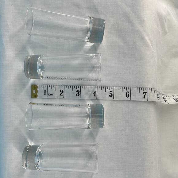 Heavy Base Tall Shot Glass Shooter Set of Four Clear Cylindrical Shot Glasses - Picture 5 of 7